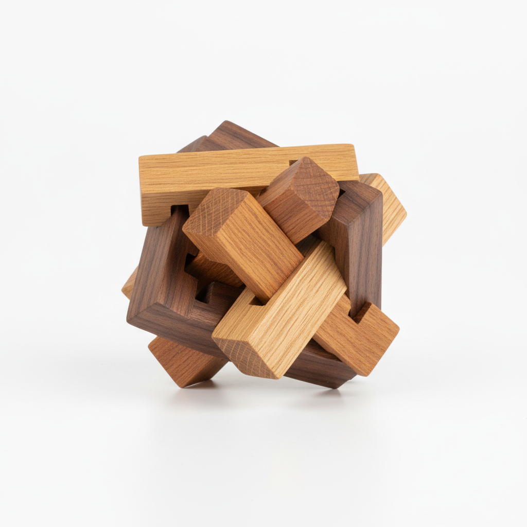 Wooden Kongming Luban Lock IQ Puzzle Game for All Ages