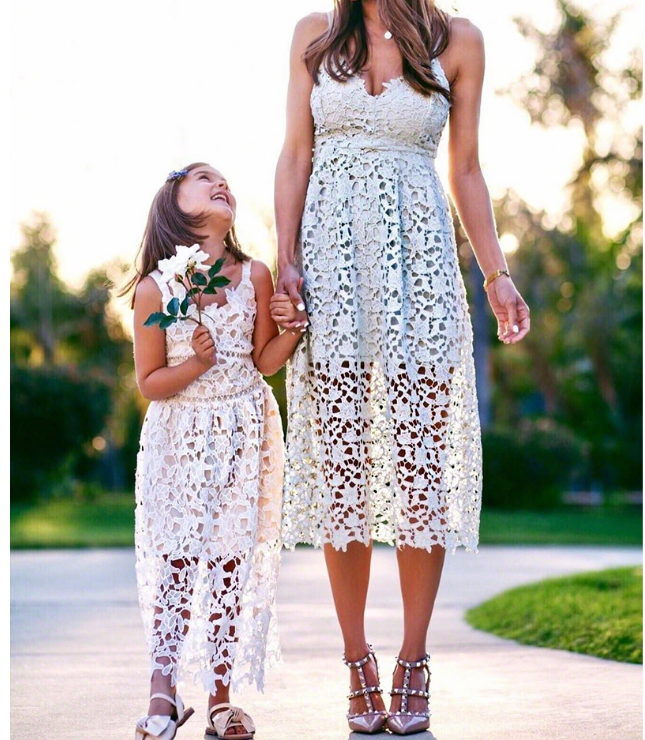 Summer Women's Lace Sleeveless Blue Bohemian Dress