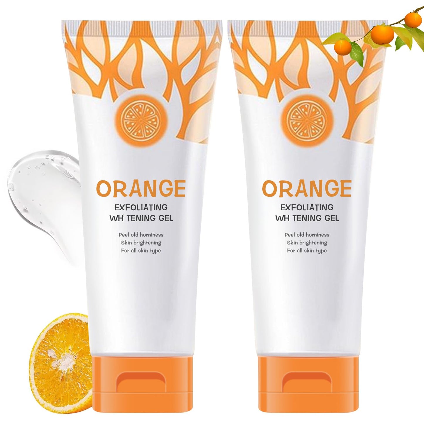 Orange Exfoliating Gel Scrub – Deep Cleansing Face & Body Peeling Gel (2-Pack)