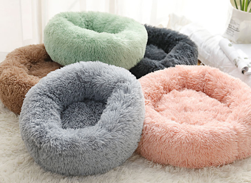 Round Plush Dog Bed for Dogs and Puppies