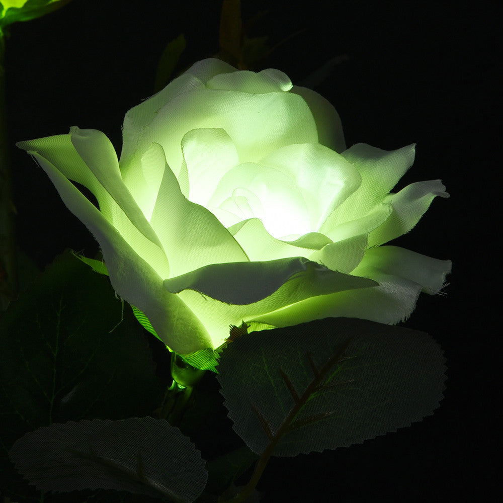 Solar LED White Rose Flower Outdoor Lawn Decor Light
