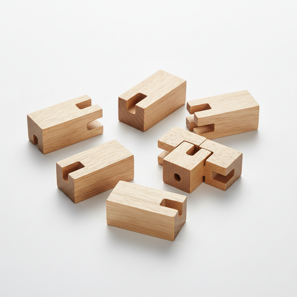 Wooden Kongming Luban Lock IQ Puzzle Game for All Ages