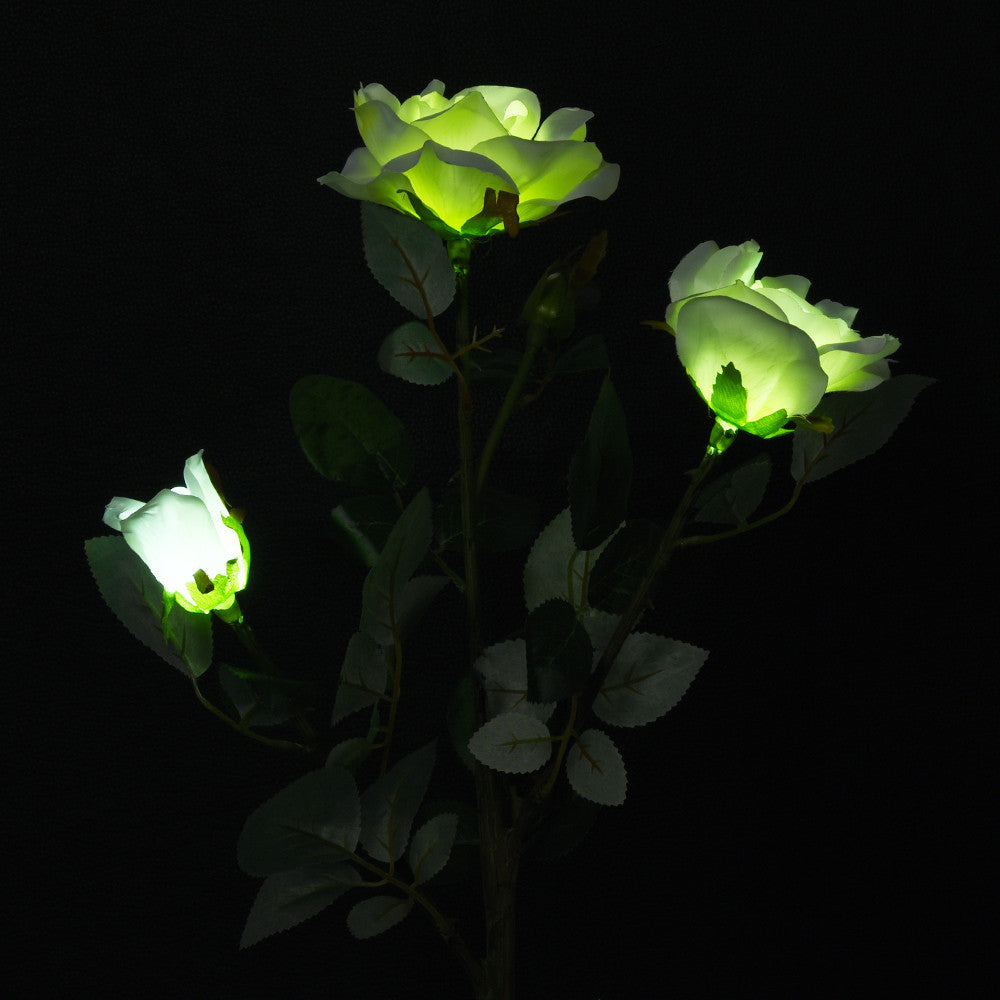 Solar LED White Rose Flower Outdoor Lawn Decor Light