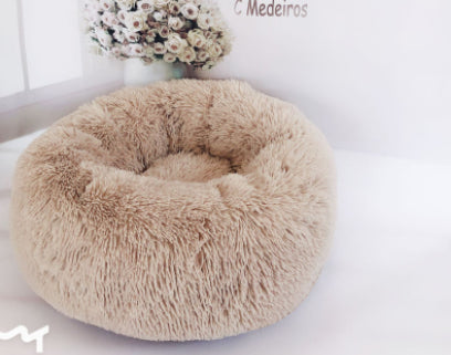 Round Plush Dog Bed for Dogs and Puppies