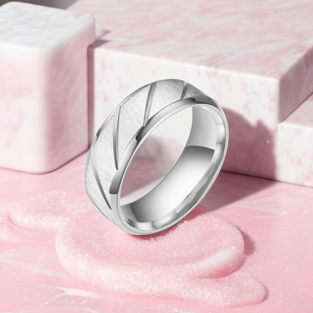 Stainless Steel Double Beveled Ring for Men & Women