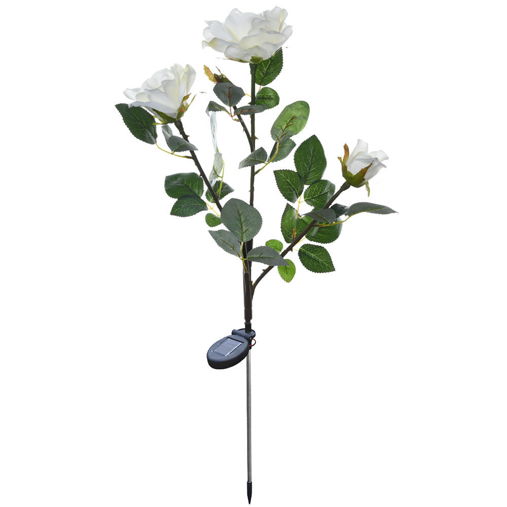 Solar LED White Rose Flower Outdoor Lawn Decor Light