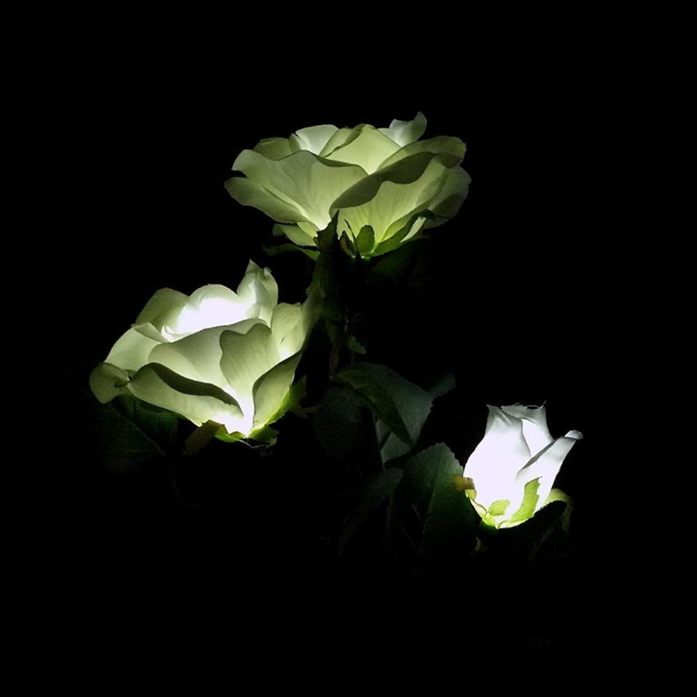 Solar LED White Rose Flower Outdoor Lawn Decor Light