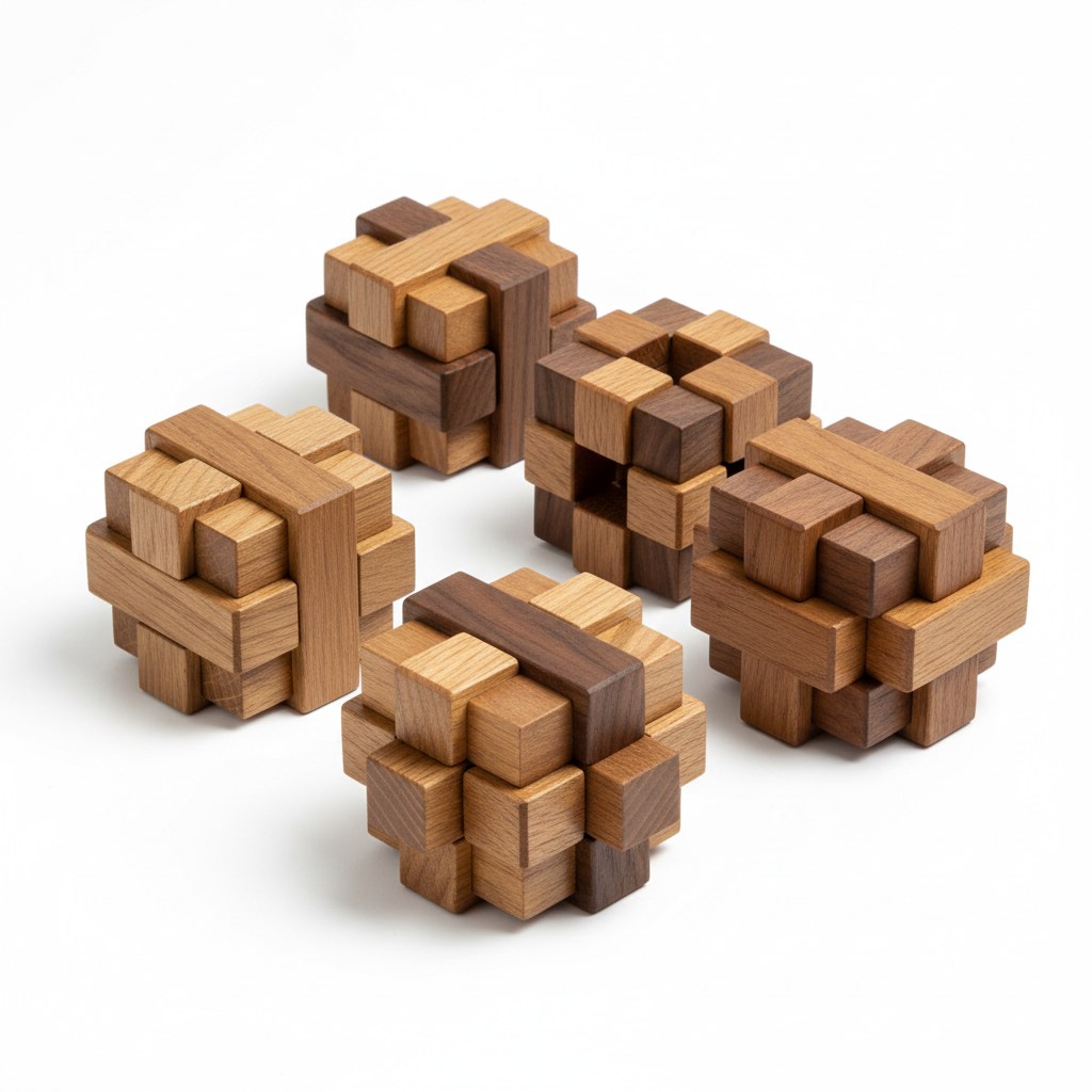 Wooden Kongming Luban Lock IQ Puzzle Game for All Ages